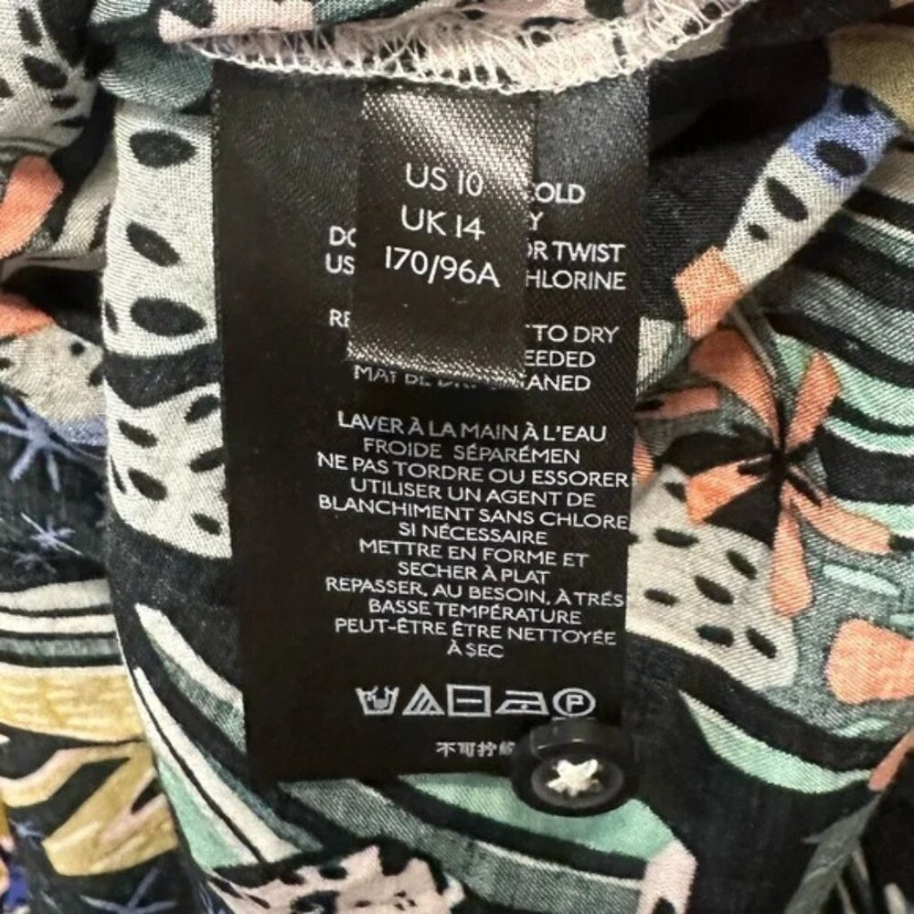 Anthropologie Maeve Masha Volnova Carmiel Buttondown Jungle Animal Print Size 10 - Picture 4 of 9